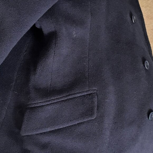 Crombie Mens Wool Overcoat With Velvet Collar Navy Blue - Picture 7 of 10